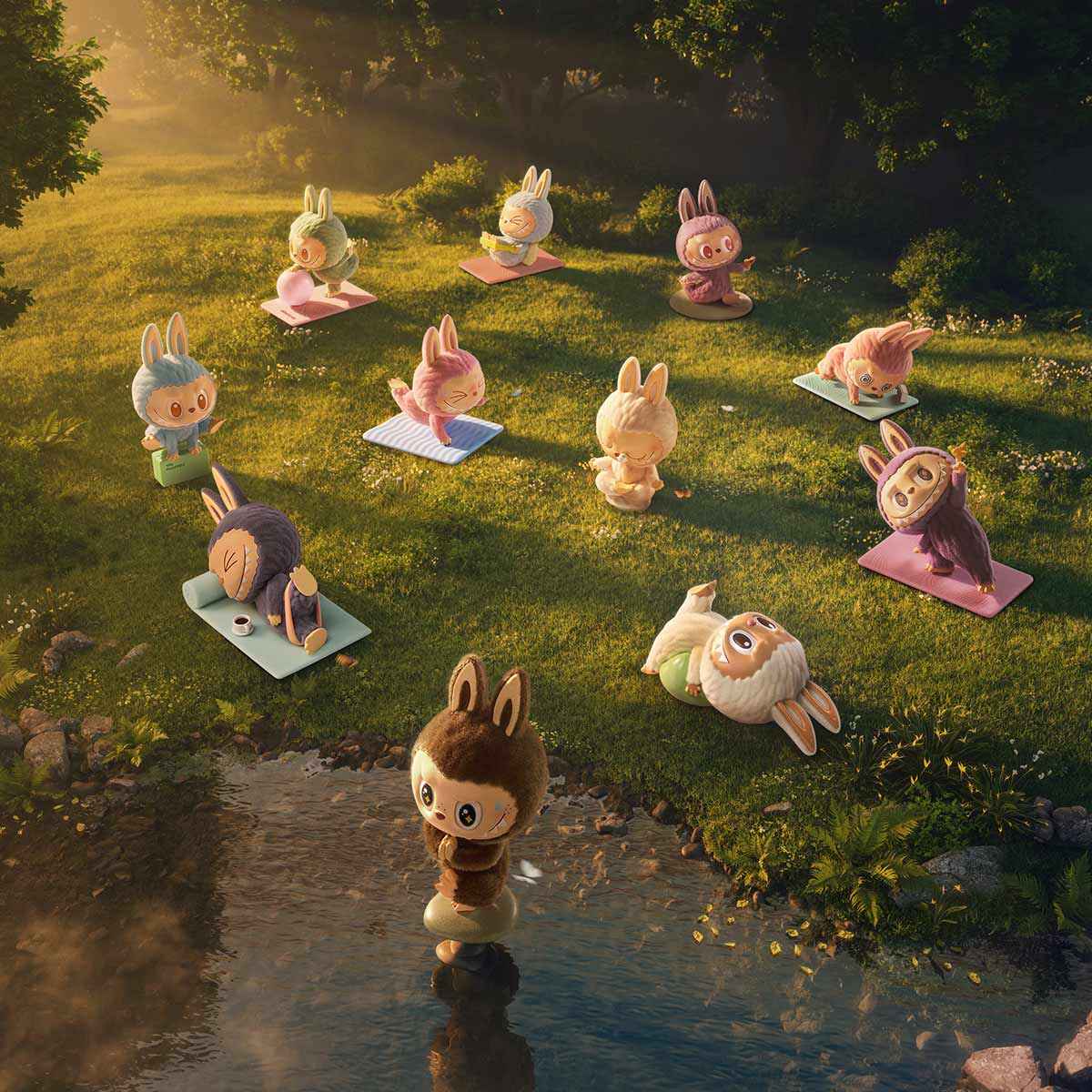 LABUBU figurine zone out - Lazy yogafigurine series LABUBU OUT OUT - Lazy yoga series