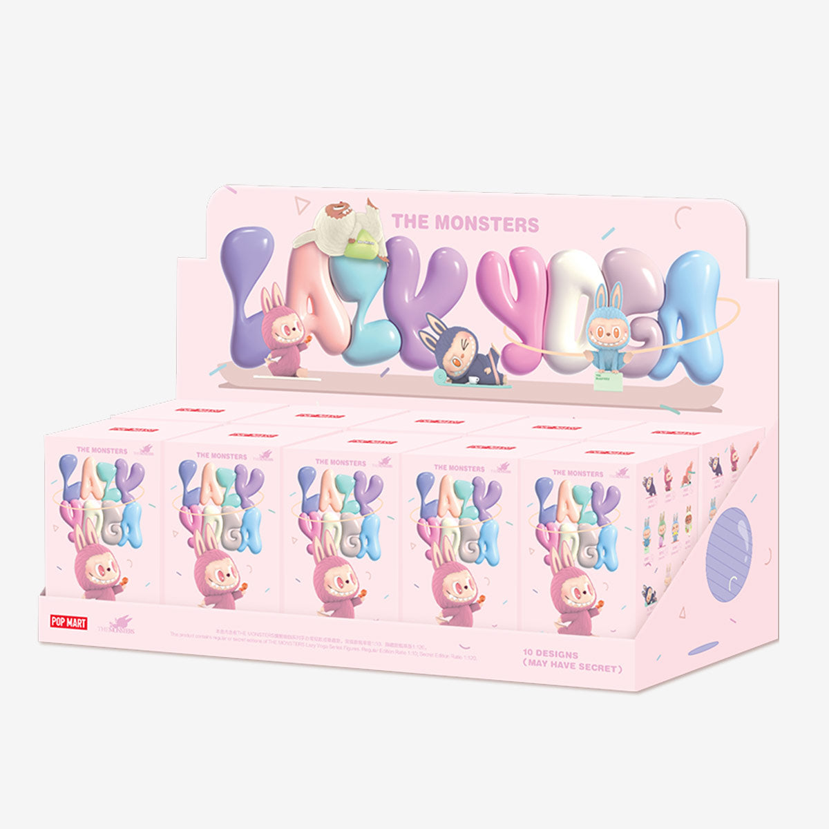 Labubu – Set Sħiħ ta' 10 Figurini | Serje Lazy Yoga | Kaxxa Għamja