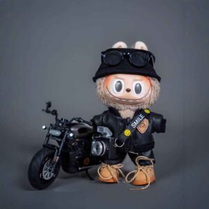 Labubu Small Leather Jacket 15cm Doll Clothes Set