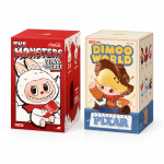 Labubu Coca-Cola and DIMOO WORLD × PIXAR duo on white
