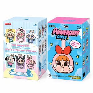 THE MONSTERS × Hello Kitty & Friends and CRYBABY × Care Bears duo white background studio packshot