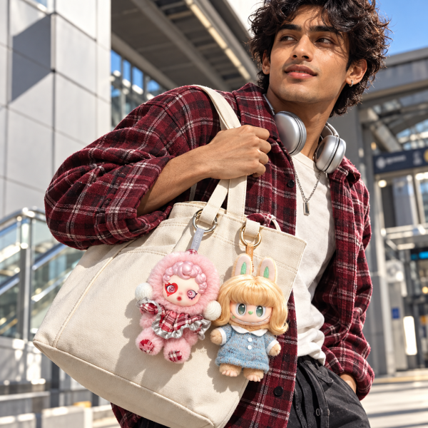 SKULLPANDA Winter Symphony + THE MONSTERS Hair Salon Duo – 2 Blind Boxes — street lifestyle with the two collectibles at human scale